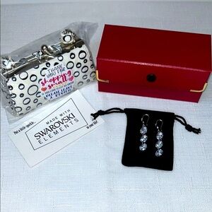 Swarovski Triple Crystal 925 Sterling Silver Earrings New With Jewelry Box